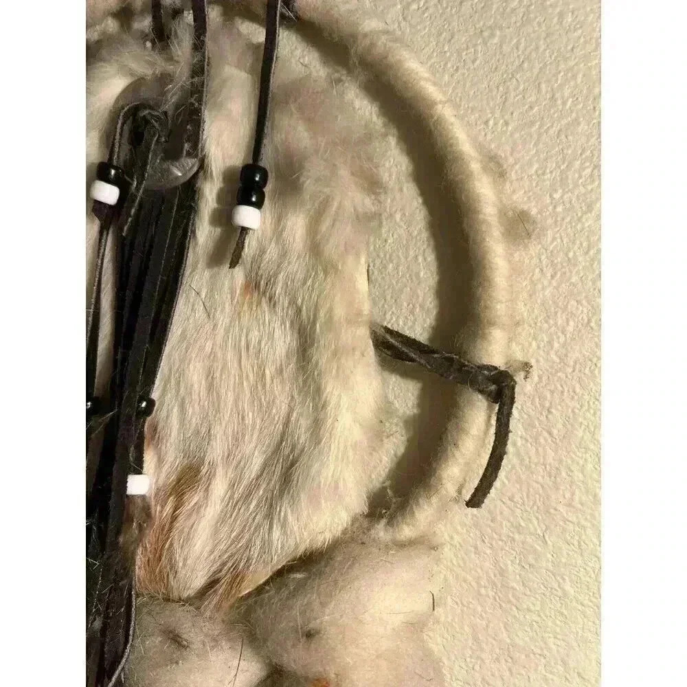vintage native american dream catcher 29 Inch Handmade With Real Fur - Picture 5 of 11